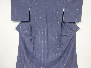 アンティーク　格子に枡模様織出し手織り節紬着物